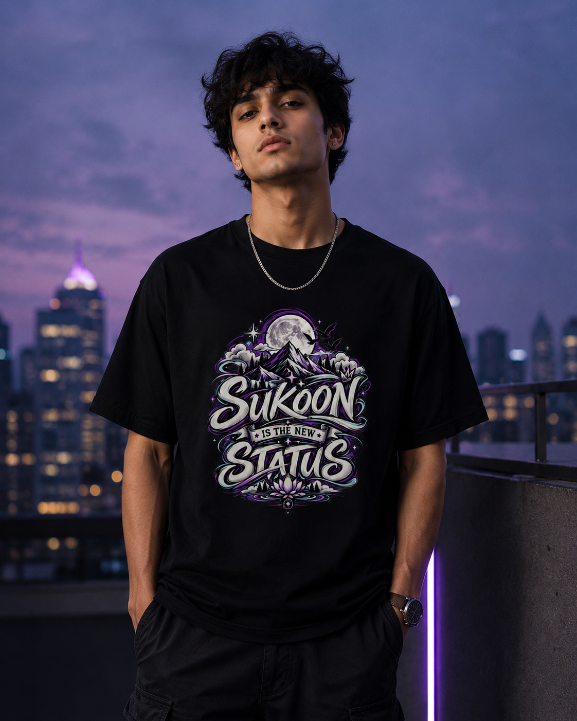 Sukoon Is The New Status = Graphic Unisex T-Shirt | Black Sukoon Streetwear Tee